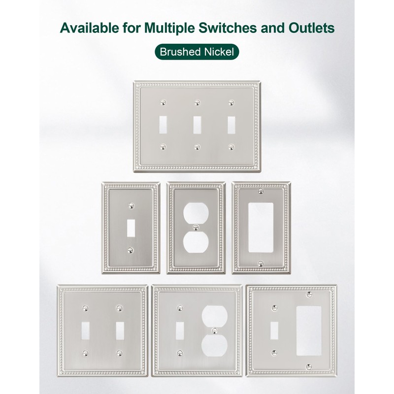 TREEWELL 6-Pack Duplex Outlet Cover Plate, Metal Wall Plates for