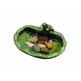 Smart Solar Smart Solar 22300R01 Solar Powered Ceramic Frog Water Feature, Green Glazed Ceramic, Powered By An Included Solar Panel That Operates An Integral Low Voltage Pump With Filter