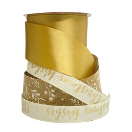 Christmas Ribbon Set Printed 3 Sets 2 Metre Each Grosgrain Polyester for Gift Wrapping Hair Banding Art and Craft DIY (Design 3)