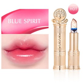 Gold Foil Discoloration Non-Stick Cup Lip Temperature Change Lipstick Water Light Two Trip Moisturizing Lip Glaze (01# Blue Elf)