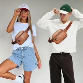 Leresas 2L Fanny Packs for Women Everywhere Belt Bag Vegan Leather Chic Waist Brown