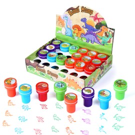 24 Pcs Dinosaur Stamps for Kids, Self Inking Stamps for Kids Dinosaur Birthday Party Supplies, Dino Party Favors, Teacher Stamps