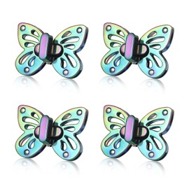 TXIN 4 Pieces Purse Turn Lock Clutches, Butterfly Shape Twist Lock Clasp, Cute Animal Bag Closure Lock, Rainbow Color Metal Hardware Fastener Buckles for DIY Leather Bag Handbag Purse Making, Style 2