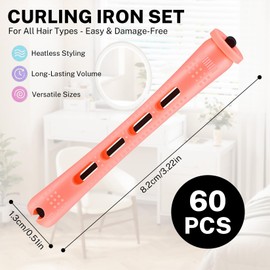 60 Pcs Perm Rods for Long Hair, Cold Wave Perm Rods Set for Women's Long & Short Plastic Curling Rollers for Hair Curling and DIY Hairdressing Styling Tool（0.51 x 3.22 inches）