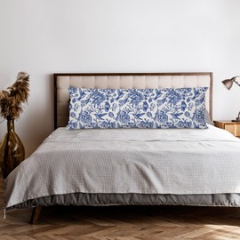 KAOWT Vintage Blue and White Chinoiserie Floral Bird Body Pillow Covers 20x54, Chinoiserie Decor, Grandmillennial Flower Bird Long Body Pillow Case Cover with Hidden Zipper for Bed Couch