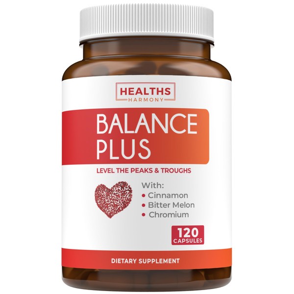 Balance Plus (120 Capsules) Avoid The Daily Peaks And Troughs of Energy, Mood, Focus, Metabolism, & Weight - Natural Herb Support Supplement with Cinnamon, Bitter Melon, Guggul, Banaba (No Tablets)