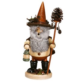 Drechselwerkstatt Uhlig DWU Handmade Incense Smoker Traditional Crafts Christmas Decoration Gnome 25 cm Cones Collector Natural