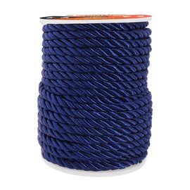 Mandala Crafts Cuerda decorativa para manualidades, cuerda trenzada de color azul marino, cuerda trenzada para tapicería, cordón de graduación