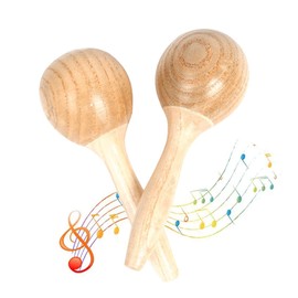 GXGM Pack of 2 Mini Wooden Maracas for Children DIY Rumba Shaker Hammers Egg Shaker Kids Maracas Rattles, Aab