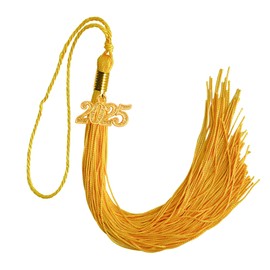 GraduationMall Single Color Graduation Tassel with 2025 Year Charm 9" Gold