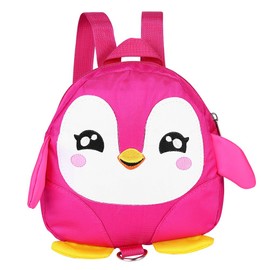 Baby Safety Backpack, Cute Cartoon Penguin Baby Safety Belt Backpack, Toddler Anti-Lost Bag, Kids School Bag with Removable Strap (Pink)