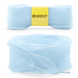 WEGOODZF Flat Ribbon Organza Shoelaces: 4 cm Wide Transparent Snow Yarn Shoe Laces for Trainers 2 Pairs, 05 Light Blue