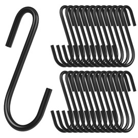 MIHURO 24 pcs S Hooks for Hanging Black S Hooks Heavy Duty, Multipurpose Metal Hooks for Hanging Small Utensil Hooks, Durable S Shaped Hanging Hooks for Kitchen, Bathroom, Bedroom and Office