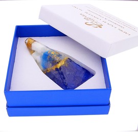 Lia Chahla London Lapis Lazuli Soap – Crystal Infused with Heart-Shaped Lapis Lazuli Crystal | Organic, Vegan, Handcrafted Natural Soap Bar Scented with Gardenia | Gift for Women (130 g, Lapis Lazuli)