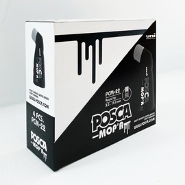 POSCA - Uni Mitsubishi Pencil - MOP'R Marker - Round Tip XXL 3 - 19 mm - Ergonomic Shape Semi-Smooth Case - Water Based Marker - All Surfaces - Red X4