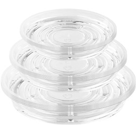 UltraOutlet 30 Pack Clear Plant Saucers for Indoors (4, 6, 8 inch) Flower Pot Saucers for Potted Plants Plant Plate Set Plant Trays for Indoors No Holes Plant Trays for Pots Plant Drip Trays Bulk