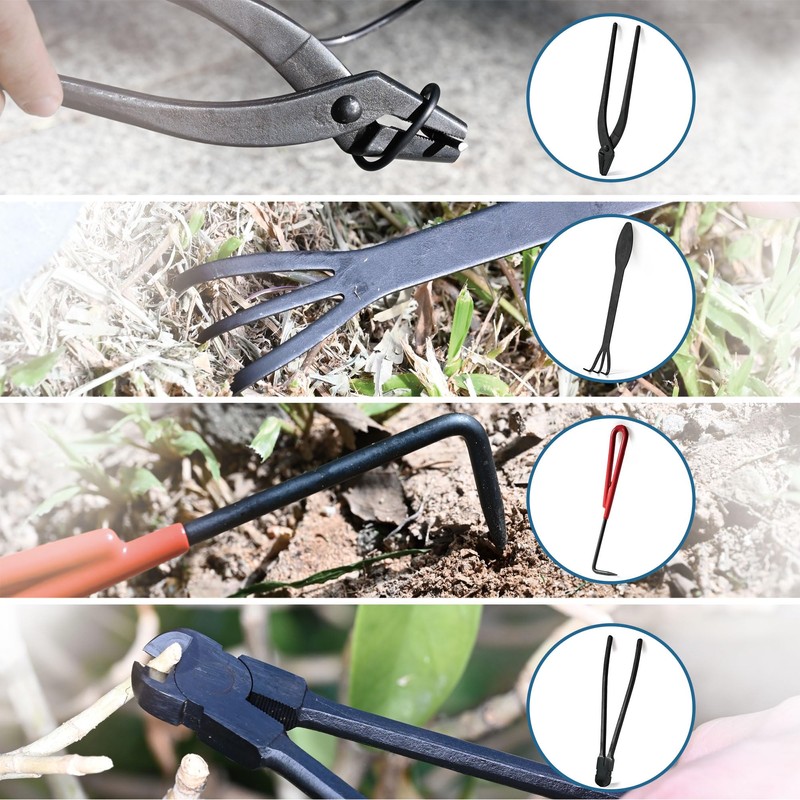 14-Piece Bonsai Tree Kit, Bonsai Tool Set, Carbon Steel Scissors