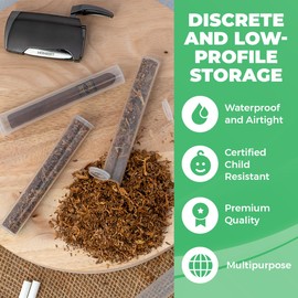 Kopperko 100 Pack 116mm Plastic Pop Top Tube - Child Resistant Smell Proof Containers for Herbs and Spices | UV and Moisture Resistant Medication Container | Airtight & Waterproof Storage | Clear