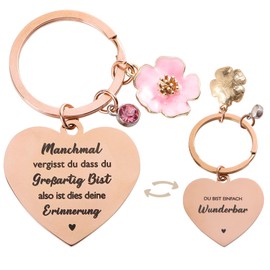 GEBETTER Gift for Women Sometimes Forget You're Great Keyring Inspirational Lanyard Birthday Gift for Girlfriend Mum Sister Colleague Wife and Mother, Rose-Gold