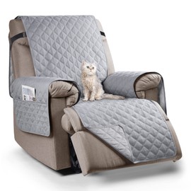TAOCOCO Recliner Chair Covers,1 Seater Recliner Covers,Waterproof Recliner Sofa Covers,Reclining Protector for Pets,Non Slip Armchair Covers,Armchair Recliner Cover With Pockets (Light Grey)