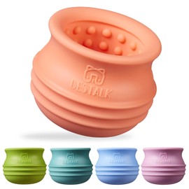 Dog Enrichment Treat Toy, Long-Lasting Wobbly Interactive Freeze Lick Toys for Dogs, Stuffable Puzzle Feeder Toy for Boredom, Silicone Treat Dispensing Chew Toy (Pastel Orange,S)