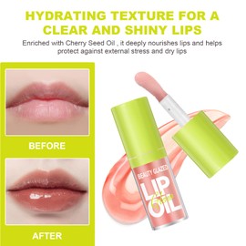 LOPHE Lip Oil, Moisturising Lip Gloss, Makeup Long Lasting Plumper Lip Glow Oil, Moisturising Lip Care Lip Oil, Reduces Fine Lines, Non-Sticky Lip Gloss Tint (102# Pink)