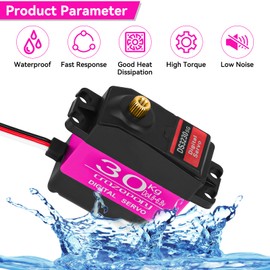 Crazepony 30KG RC Servo High Torque Steering Servo Motor Metal Gear All Stainless Steel Gears Waterproof, Suitable for Robotics DIY, RC Cars,Crawlers, Trucks, Buggy - (Control Angle 270°)