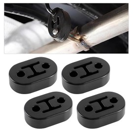 Flygun 4 PCS Car Exhaust Pipe Support Bracket, Rubber Two-hole Shock-absorbing Muffler Suspension Lugs, Muffler Lifting Ear Modification Aaccessories, Compatible with Trucks, Cars, and SUVs (Black)