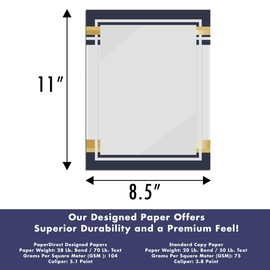 Paperdirect Striped Illusion Gold Blue Invite Special Event Celebration Stationery, Border Paper, Letterhead 8.5 x 11, 25 sheets, Elegant Premium Writing Paper, Decorative Printer Paper