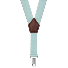Mcvotcot Suspenders for Boys and Bow Tie Set Adjustable Elastic 30 Inches Mint Green