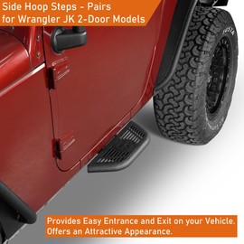 u-Box JK Running Boards 2-Door Side Hoop Door Steps for 2007-2018 Jeep Wrangler JK 2-Door, Light Weight Nerf Bars Front Door Steps(2PCS Steel Side Steps)