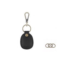 Temvue Access Card Holder Leather Air Tag Holder RFID Key Fob Bag Key Chains NFC Smart Key Tag Card RFID Pod ID card protector common access card cover (Black)