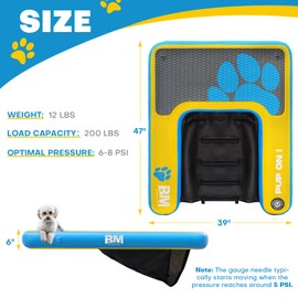 Beyond Marina Dog Pool Ramp - Pup On! Inflatable Water Ramp for Lake Docks Dog Boat Ramps Pup Plank Floating Pontoon Ladder Steps Up to 200 lbs Large Non-Slip EVA Platform, 4FT x 3.3FT