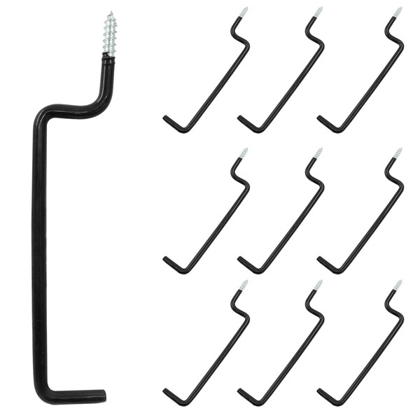 Unlorspy 10 Pcs Screw in Ladder Hook Black Screw-in Garage
