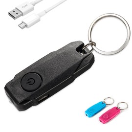BARRYSAIL USB Rechargeable Keychain Light, 3pcs Mini LED Flashlight with Keyring, Great EDC Tool, Portable Key Ring Torch for Outdoor and Emergency Lighting (3, Black)