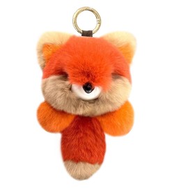 Soft Fluffy Animal Keychain Cute Plush Key Rings Backpack Pendant Key chain Pompom Keychain Decoration (orange)