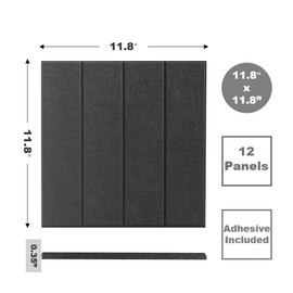 DECORITA Felt Bulletin Board Tiles | Modern Cork Board Alternative | Large Cork Boards for Walls | Aesthetic Felt Wall Panels for Office & Home Decor | Pinboard & Photo Board (12-Pack) | Black