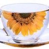 STP GOODS Sunflowers Glass Tea Cup and Saucer Set of