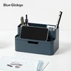 Blue Ginkgo Compact Desk Organizer – Small 5-Compartment, Half Drawer