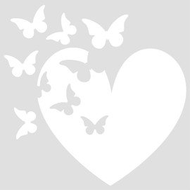 GRAZDesign Wall Tattoo Heart with Butterflies Wall Sticker for Living Room Bedroom Children's Room Hallway Wall Decoration 30 x 30 cm White