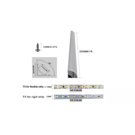 georglasko_8 Channel System Cover Led Strip Lights V Shape White End Cap Silver Indoor 6 Pack