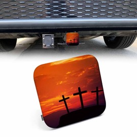 Beabes Trailer Hitch Receiver Covers Christian Cross Hitch Cover Protector, Jesus Christ Cross Mountain Sunset 2" Inch Tow Rear Hitch Tube Cover Plug Cap for Pickup Trucks Cars SUVs Sedans Tractors