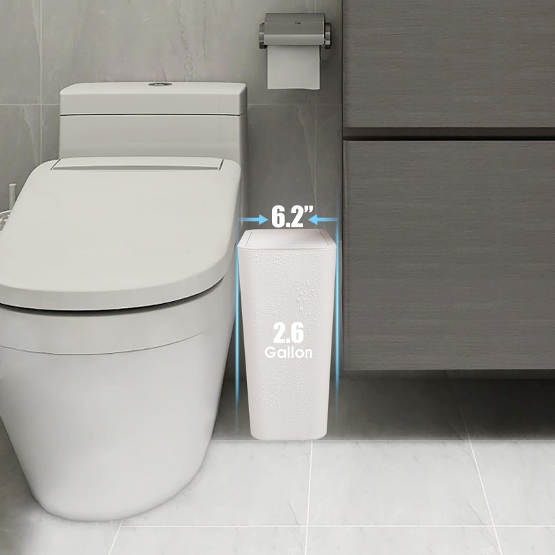 TIPGO Bathroom Trash Can with Lid, 10 Liter/ 2.6 Gallon