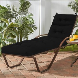 PRIMEPATIO Chaise Lounge Cushions Outdoor, Lounge Chair Cushion for Patio Furniture Waterproof Replacement for Lawn Pool 74in.L x 21in.W x 5in.D, Black
