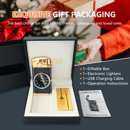 SKRFIRE Electric Plasma Electric Arc Lighter, Windproof Lighters, Metal Lighter Luminous Real Watch dial LED Lighting (Black Matte)