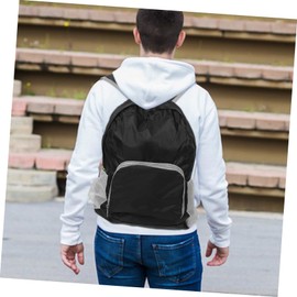 Kisangel Foldable Backpack Collapsible Travel Shoulder Bag for Hiking Camping School Beach Trips Durable Spacious Straps Black