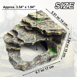 Hermit Crab Climbing Steps and Hideout Resin Simulation Rock Reptile Hides and Caves Turtle Basking Platform Aquarium Habitat Decor Accessories for Bearded Dragon Lizard Snake Tortoise Frog Gecko