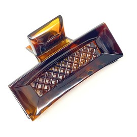 Parcelona French Rectangular Tortoise Shell Brown 3 1/2” Celluloid Acetate No Slip Grip Hair Jaw Claw Clip Clamp for Women and Girls Paris Hair Accessories, Made in France