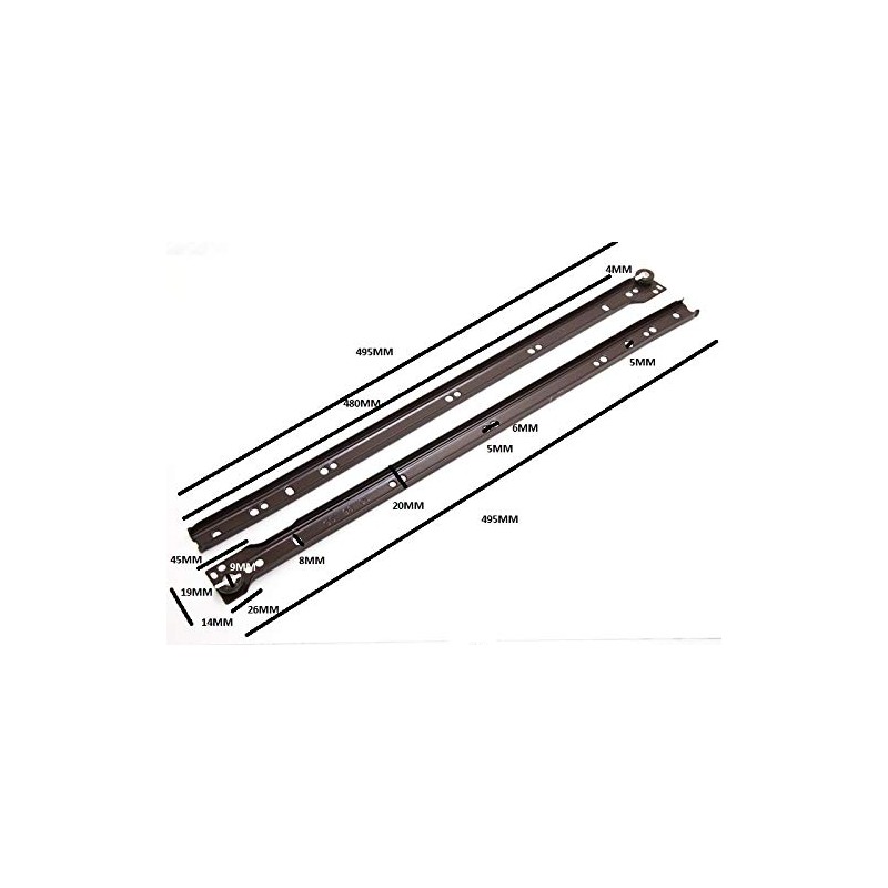 3 Pairs of Metal Drawer Runners SELF Closing Bottom FIX