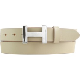 BELTINGER Hanna Women's Belt Made of Full Cowhide Leather, 3 cm, Slim Leather Belt for Women, 30 mm, Shiny Silver, Beige, silver